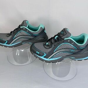Ryka Shoes Womens Size 5.5 Gray Teal Sky Walk Walking Athletic Mesh Memory Foam